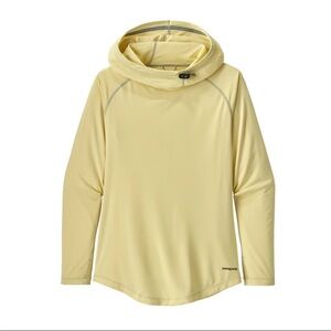 Patagonia Long Sleeve Hooded Tee in Pale Yellow